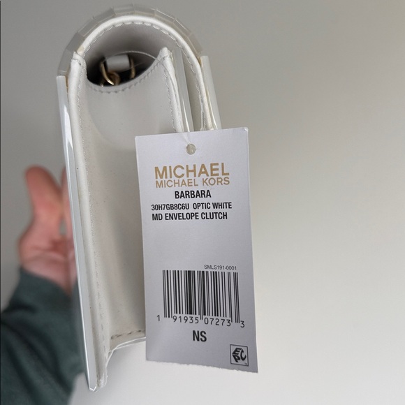 NWT MICHAEL Michael Kors Barbara Medium Envelope purse optic white - Picture 7 of 10
